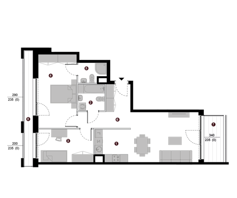 Plan 3 pok. 70m²