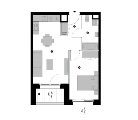 Plan 2 pok. 42m²