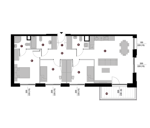 Plan 4 pok. 89m²
