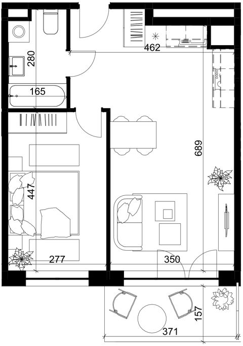 Plan 2 pok. 43m²