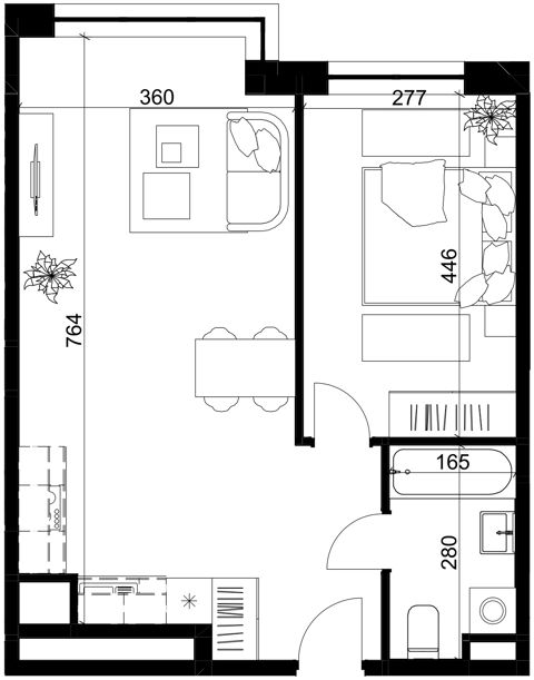 Plan 2 pok. 46m²