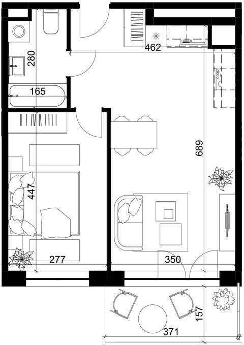 Plan 2 pok. 43m²
