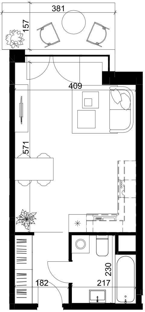 Plan 1 pok. 31m²