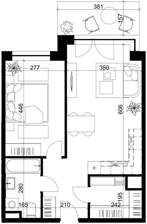 Plan 2 pok. 46m²