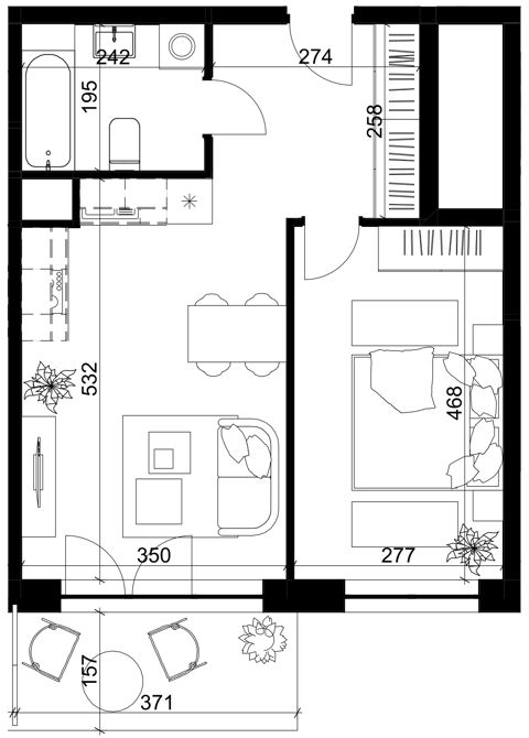 Plan 2 pok. 42m²