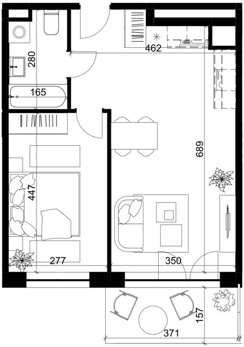 Plan 2 pok. 43m²