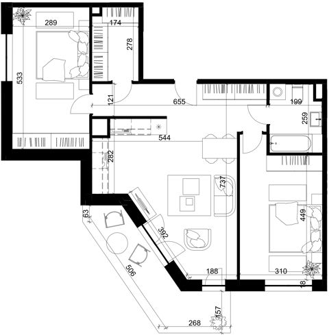 Plan 3 pok. 73m²