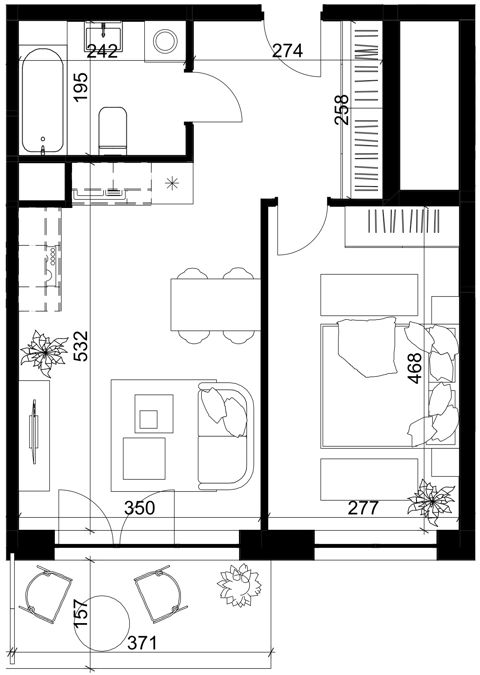 Plan 2 pok. 42m²