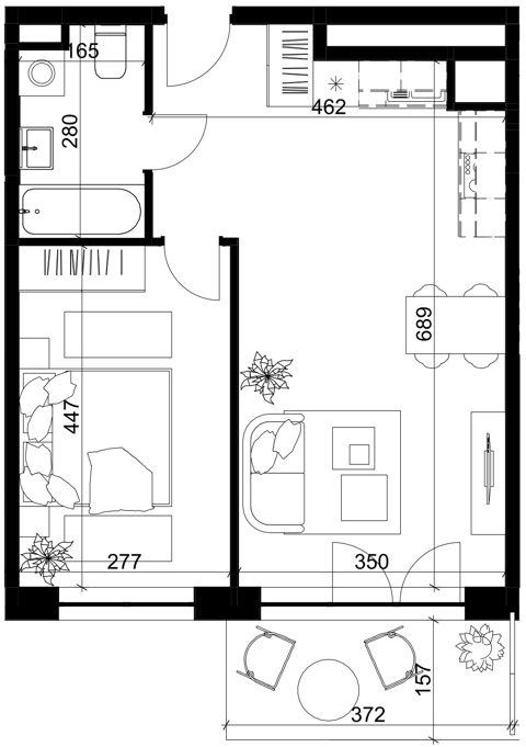 Plan 2 pok. 43m²