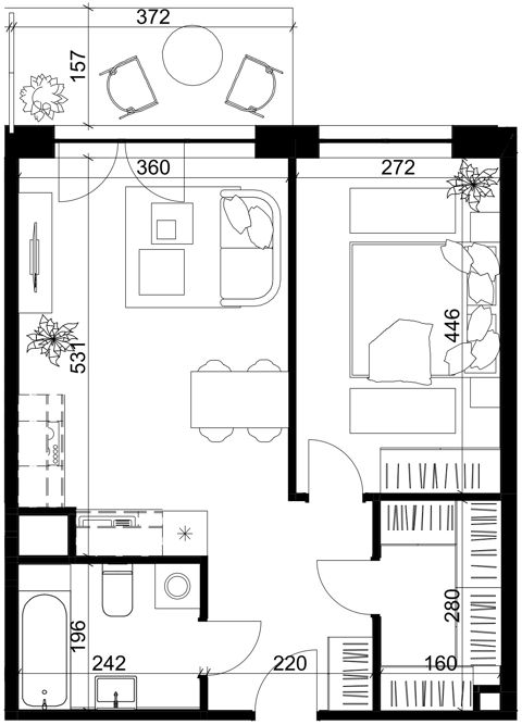 Plan 2 pok. 45m²