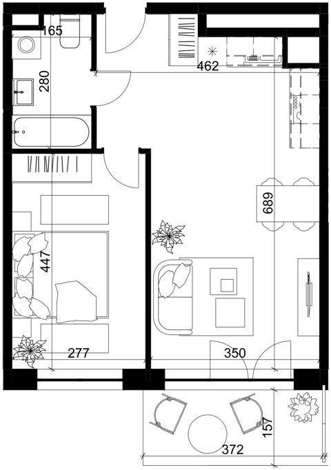 Plan 2 pok. 43m²