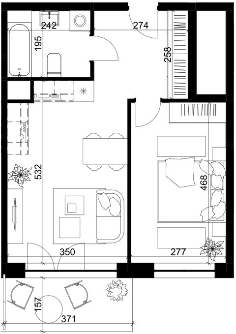 Plan 2 pok. 42m²