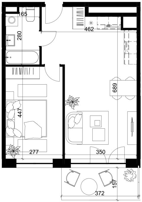 Plan 2 pok. 43m²