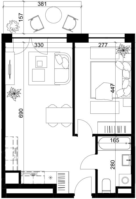 Plan 2 pok. 42m²
