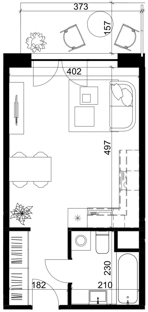 Plan 1 pok. 28m²