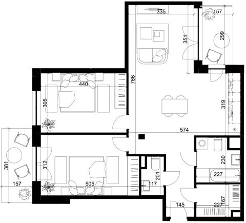 Plan 3 pok. 76m²