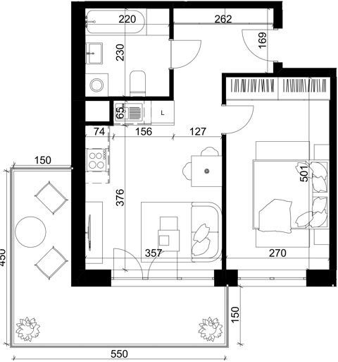 Plan 2 pok. 39m²