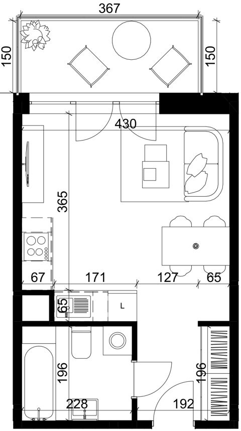 Plan 1 pok. 26m²