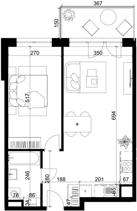 Plan 2 pok. 47m²