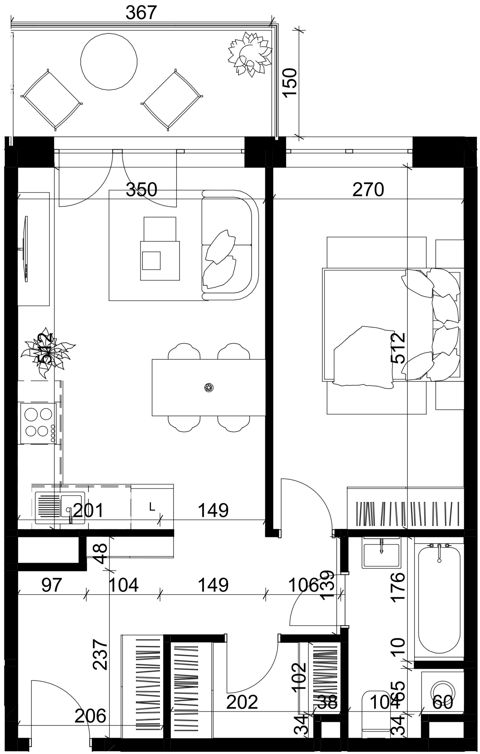 Plan 2 pok. 48m²