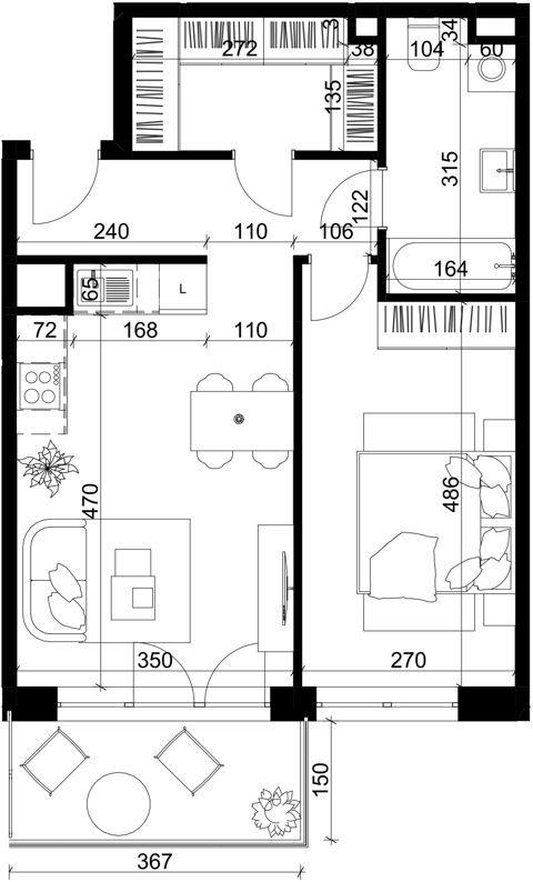 Plan 2 pok. 47m²