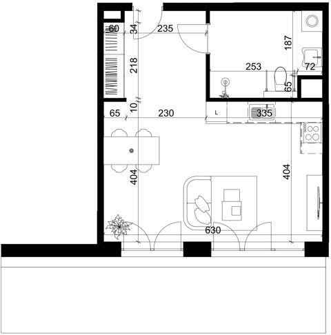 Plan 1 pok. 40m²
