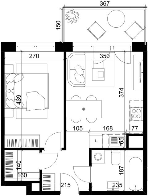 Plan 2 pok. 37m²
