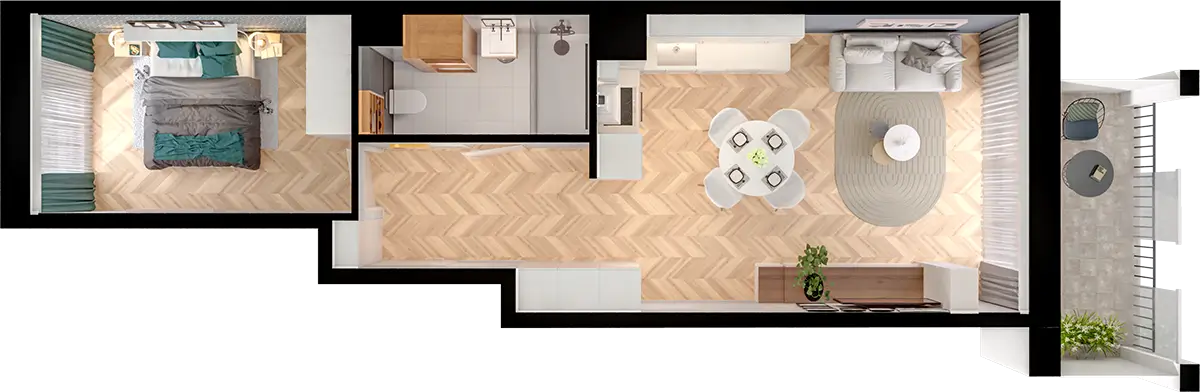 Plan 2 pok. 45m²