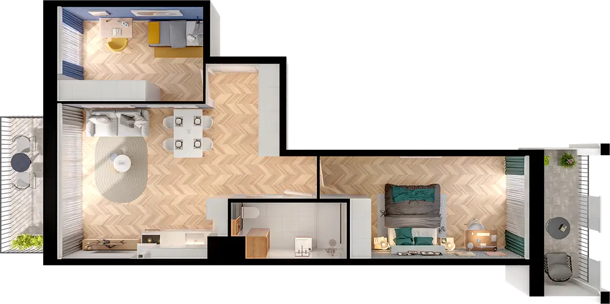 Plan 3 pok. 60m²