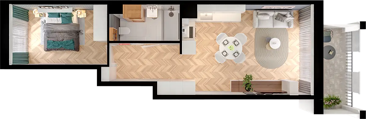 Plan 2 pok. 45m²