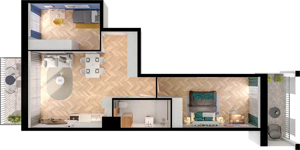 Plan 3 pok. 60m²