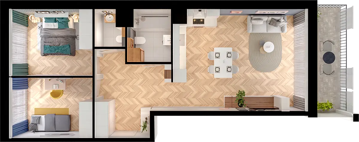 Plan 3 pok. 66m²