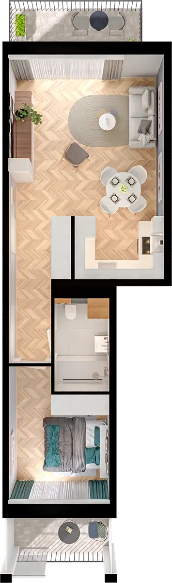 Plan 2 pok. 46m²