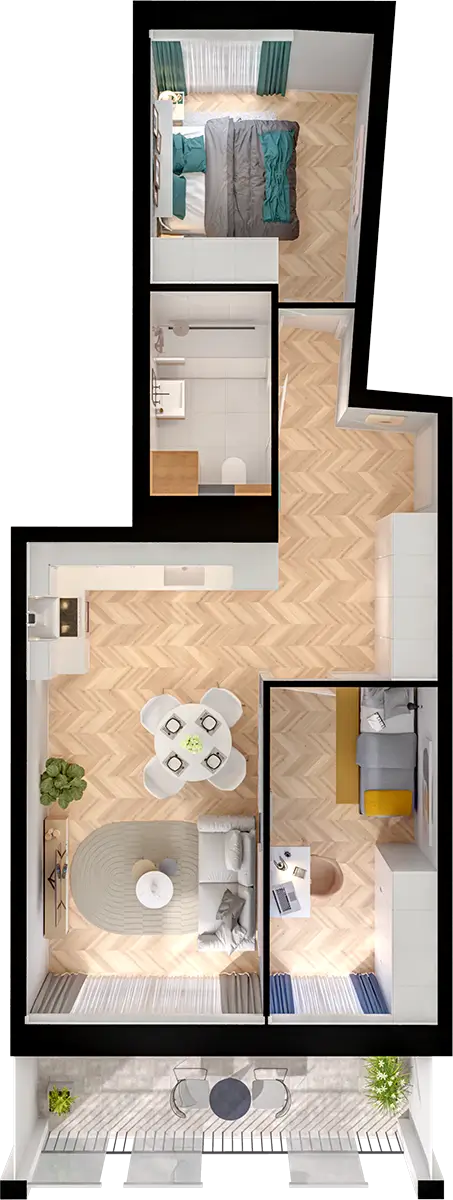 Plan 3 pok. 52m²