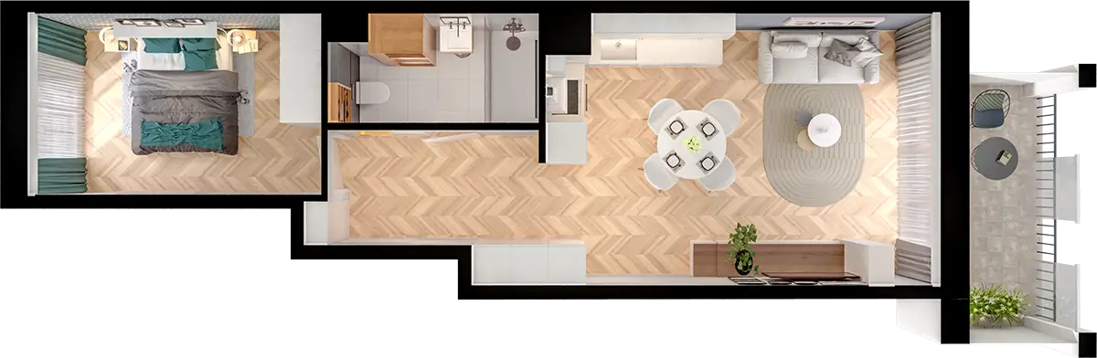 Plan 2 pok. 45m²