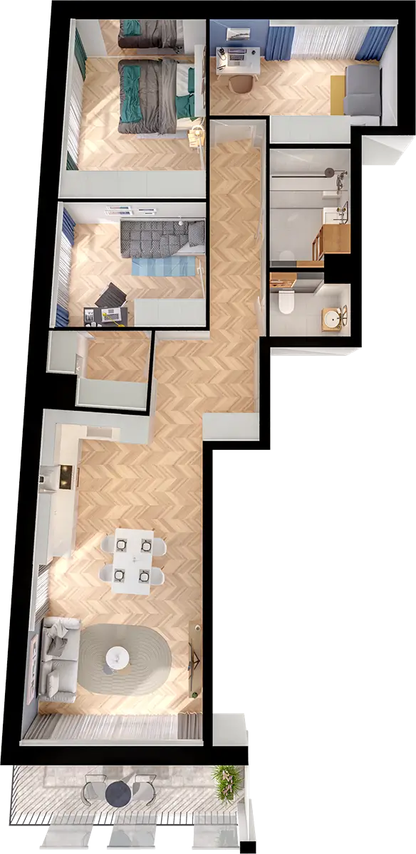 Plan 4 pok. 75m²