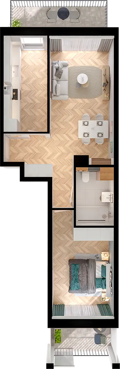 Plan 2 pok. 49m²