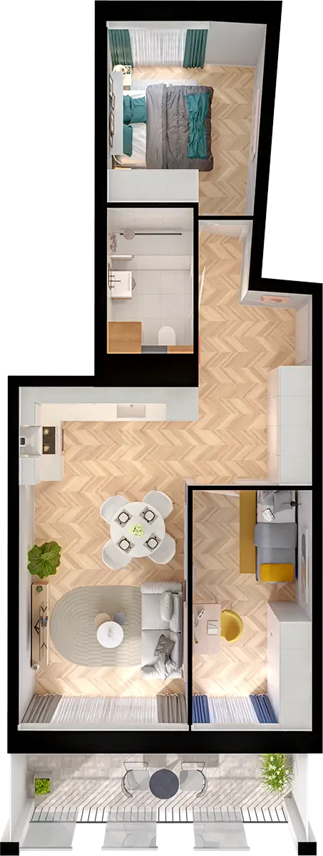 Plan 3 pok. 52m²