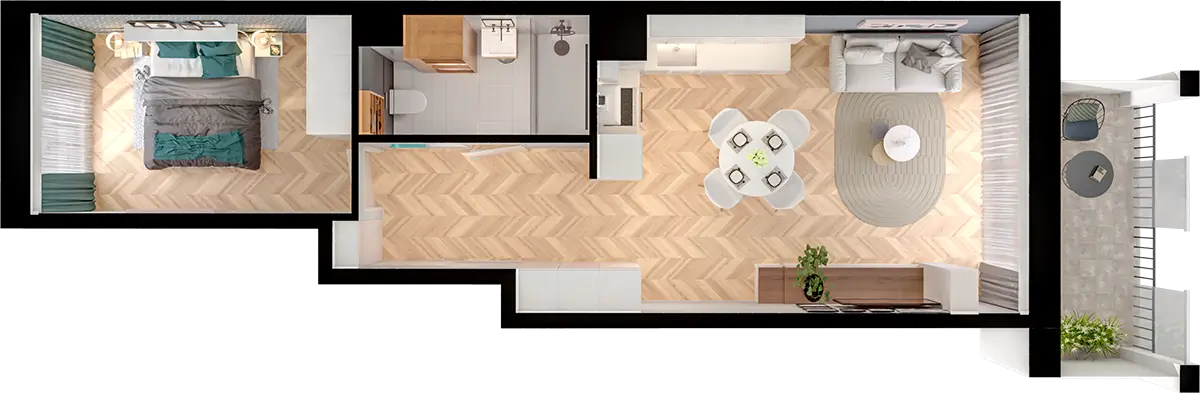 Plan 2 pok. 45m²