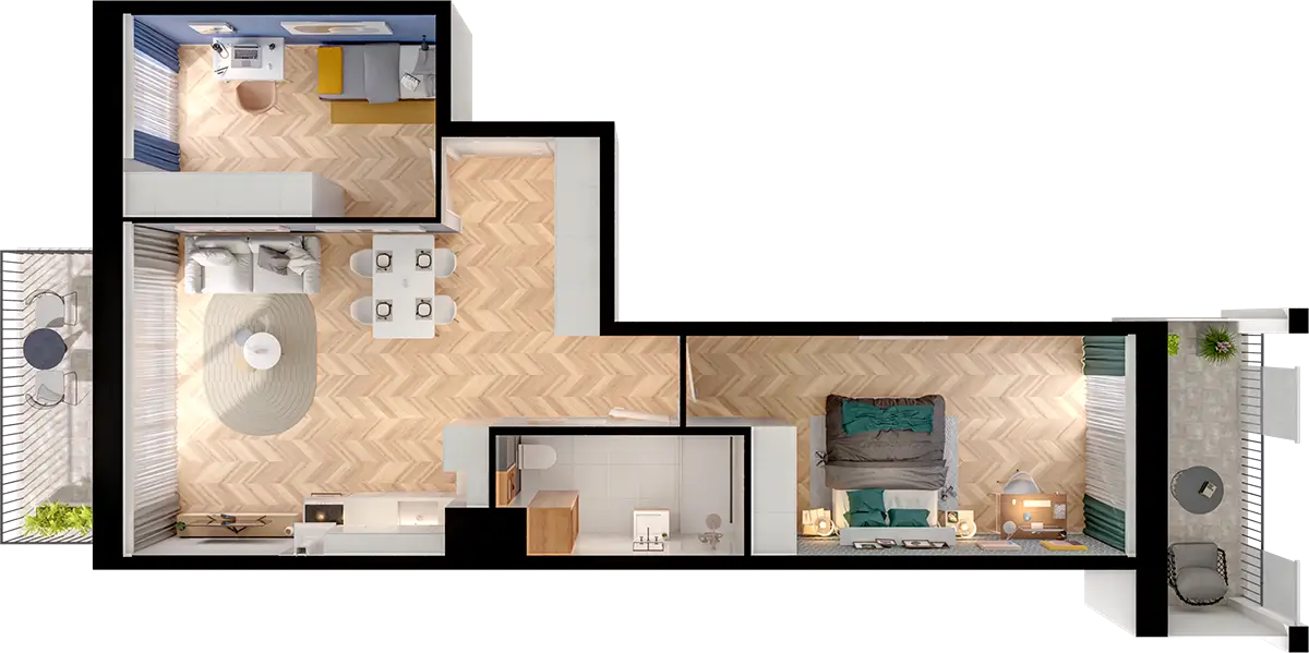 Plan 3 pok. 60m²