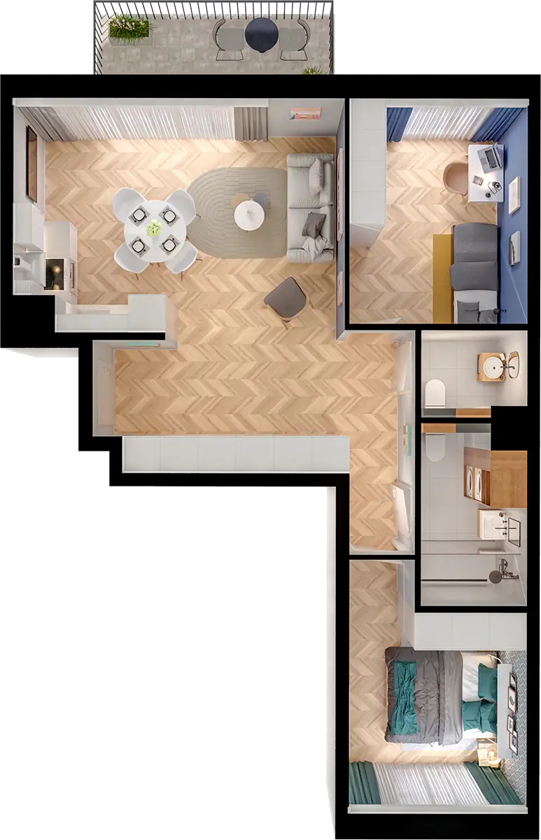 Plan 3 pok. 59m²