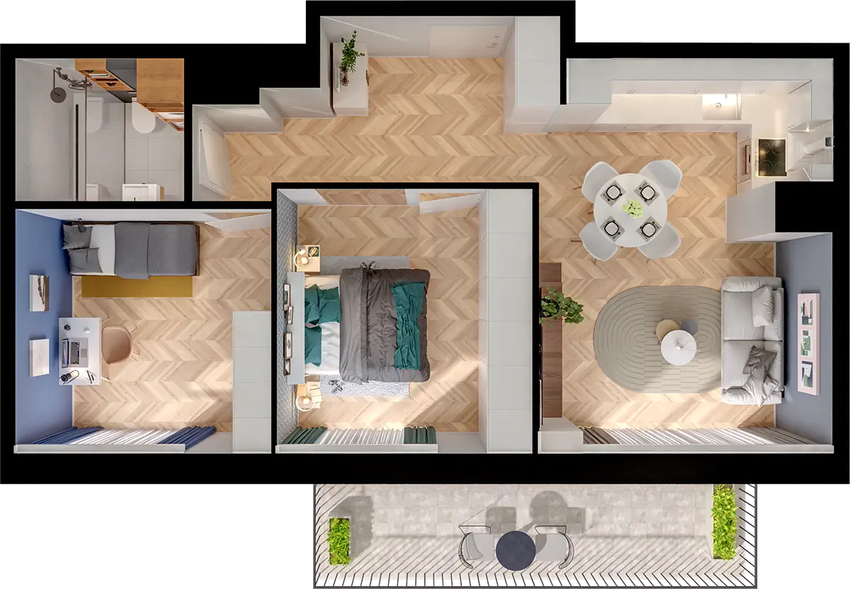 Plan 3 pok. 56m²