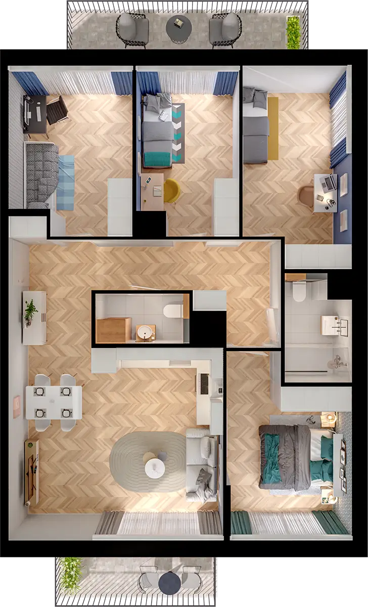 Plan 5 pok. 90m²