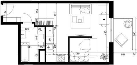 Plan 1 pok. 35m²
