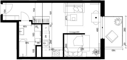 Plan 1 pok. 35m²