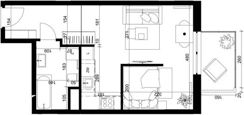 Plan 1 pok. 35m²