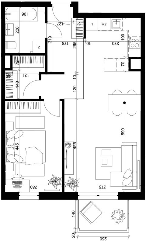 Plan 2 pok. 56m²