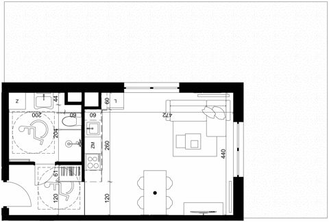 Plan 1 pok. 34m²
