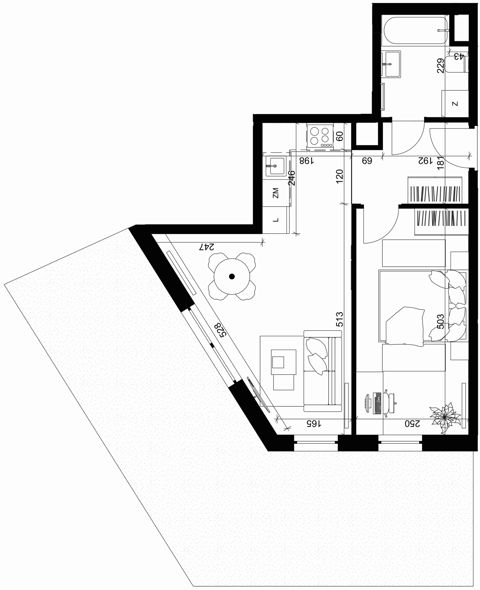 Plan 2 pok. 40m²