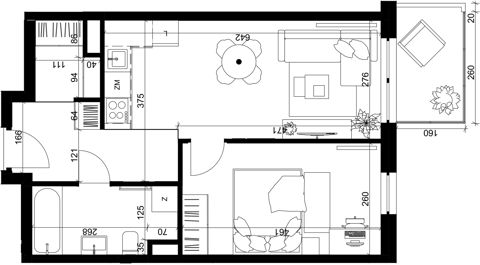 Plan 2 pok. 43m²